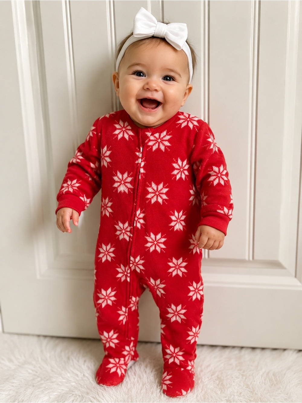 Gerber Red Snowflake Footed One-Piece